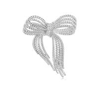 Broche de lazo delicado - Pin de solapa chapado en oro o plata para mujer, 5,4 x 4,4 cm, accesorio de fiesta de boda, joyería para sombreros, bolsos, trajes, Medium, Metal