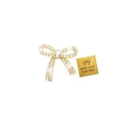 Broche de lazo para mujer, con diamantes de imitación, broches dorados, broche vintage para Navidad, regalos, L, Zinc, No es una piedra preciosa