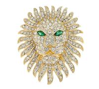 Broche de León con diamantes de imitación, Pin de Animal, abrigo, accesorios de vestir, joyería Unisex para hombres y mujeres