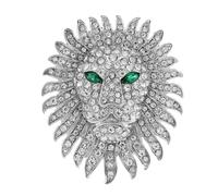 Broche de León con diamantes de imitación, Pin de Animal, abrigo, accesorios de vestir, joyería Unisex para hombres y mujeres