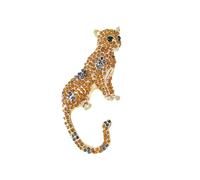 Broche de leopardo con diamantes de imitación amarillos para mujeres y | Insignia de animales, alfileres de solapa, chaqueta, bufanda, abrigo, cuello, traje, mochila, gótico, pantera, puma