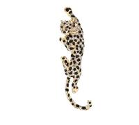 Broche de leopardo de cristal, color negro y dorado, joyería para mujer, 10 Centimeters, Metal Cristal