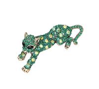 Broche de leopardo de cristal hecho a mano con base de aleación de diamantes de imitación brillantes para fiestas especiales, eventos, atuendos formales, diamantes de imitación de leopardo, talla