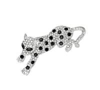 Broche de leopardo de cristal hecho a mano con base de aleación de diamantes de imitación brillantes para fiestas especiales, eventos, atuendos formales, diamantes de imitación de leopardo, talla