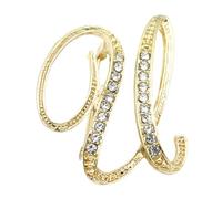 Broche de letra dorada con inicial - Broche dorado con letra para mujer - Broche de broche de estrás inicial, adorno de letras para novia, negocios, Xistuoz
