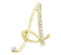 Broche de letra inicial, broches dorados en forma de letra para mujer, joyería de pin, broche de diamantes de imitación iniciales, adornos de letras para novia, para negocios, boda, graduación