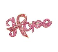 Broche de letras adornadas con diamantes de imitación de moda que simboliza la esperanza y la fuerza, broche de moda para carcinoma de pecho, One Size, como se describe