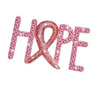 Broche de letras adornadas con diamantes de imitación de moda que simboliza la esperanza y la fuerza, broche de moda para carcinoma de pecho, One Size, como se describe