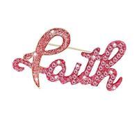 Broche de letras adornadas con diamantes de imitación de moda que simboliza la esperanza y la fuerza, broche de moda para carcinoma de pecho, One Size, como se describe