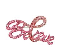 Broche de letras de concienciación sobre el cáncer de mama con diamantes brillantes para mujer, accesorio de joyería de moda, accesorio de uso diario