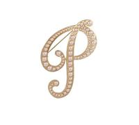 Broche de letras de la A a la Z, 26 letras doradas, perlas de imitación de oro, letra inicial del alfabeto, broches de regalo para mujer, Metal, Perla