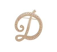 Broche de letras de la A a la Z, 26 letras doradas, perlas de imitación de oro, letra inicial del alfabeto, broches de regalo para mujer, Metal, Perla