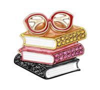 Broche de libro y anteojos, fácil de llevar en abrigos, bufandas, bolsos, simbolizando sabidurías, unisex, adorno de diamantes de imitación, alfiler creativo, One Size, como se describe