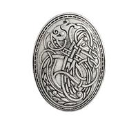 Broche de lobo escandinavo tallado étnico para mujer, accesorio de ropa, joyería de moda para uso diario, fiestas, regalo, talla única, como se describe