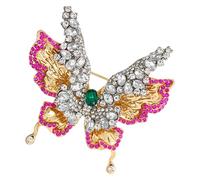 Broche de mariposa con diamantes de imitación creativos, diseño de dos capas, insignia de clip seguro para uso nocturno, accesorios diarios, pin de diamantes de imitación brillantes, talla única, como