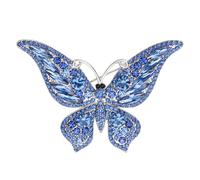 Broche de mariposa con diamantes de imitación de cristal, elegantes pines de solapa de mariposa azul, exquisitos broches de solapa con forma de animal de cristal azul, accesorios de vestir, regalo de