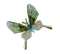 Broche de mariposa de diamantes de imitación de moda hecho a mano, joyería de aleación para mujeres, ocasiones festivas, atuendo de noche, As show, Metal
