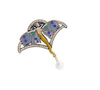 Broche de mariposa esmaltado azul con perlas de diamantes de imitación para mujer, broche de ramillete clásico, joyería de regalo de aleación para niñas