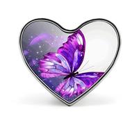 Broche de mariposa morada con forma de corazón para adultos, pines de solapa personalizados de metal en forma de corazones, broches de insignia de amor, broche de corazón exquisito para bolsos, ropa