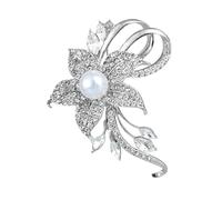 Broche de metal brillante, elegante pin de flor, accesorio de ropa de 2.4 x 1.9 x 2.4 pulgadas con diamantes de imitación, pin de de aleación, de vestido con fácil uso, suministros de