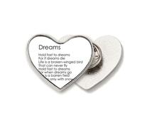 Broche de metal con cita de poesía Hold Fast To Dreams