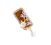 Broche de metal con diamantes de imitación de ciruelas para abrigos, solapas, bufandas, boda, moda, declaración de moda, ciruela en relieve, flores