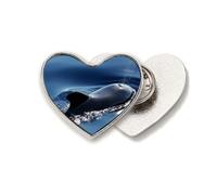 Broche de metal con diseño de ballena y océano, agua, mar, ballena, ciencia, naturaleza, corazón, amor