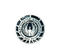 Broche de metal con diseño de Battlestar Galactica BSG 75, plata, 32 mm de diámetro