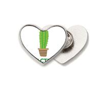 Broche de metal con diseño de cactus verde y suculentas en forma de corazón