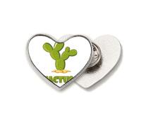 Broche de metal con diseño de cactus y suculentas, diseño de corazón verde