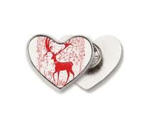 Broche de metal con diseño de ciervo de dibujos animados, diseño de corazón, color rojo
