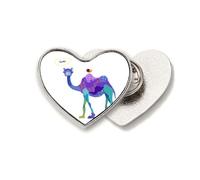 Broche de metal con diseño de corazón azul con dibujos animados, color camel, morado, pájaro, azul