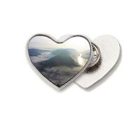 Broche de metal con diseño de corazón, color verde niebla, ciencia, naturaleza, paisaje, amor