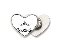 Broche de metal con diseño de corazón con texto en inglés "Happy Birthday Presents Blessing Beautiful Heart"