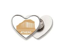 Broche de metal con diseño de corazón de Atenas, Grecia, amarillo