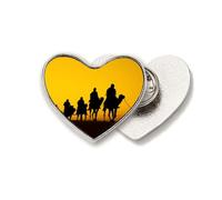 Broche de metal con diseño de corazón de desierto, camino de seda, camino de puesta de sol