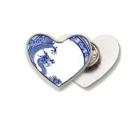 Broche de metal con diseño de corazón de dragón azul de cultura china