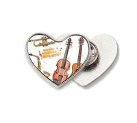 Broche de metal con diseño de corazón, diseño de acuarela, diseño de guitarra musical