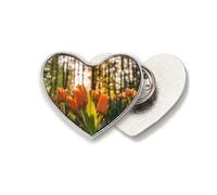 Broche de metal con diseño de corazón, diseño de flores, ciencia, naturaleza, paisaje