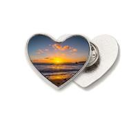 Broche de metal con diseño de corazón, diseño de océano, agua, mar, playa, ciencia, naturaleza, corazón