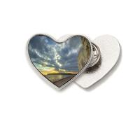 Broche de metal con diseño de corazón, diseño de océano, agua, nube, ciencia, naturaleza, amor