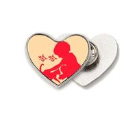Broche de metal con diseño de corazón Happy Haha para niños jugando