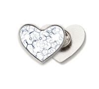 Broche de metal con diseño de corazón y estructura molecular, diseño de cuadros azules