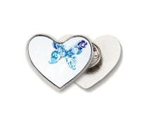 Broche de metal con diseño de corazón y flauta, color azul