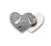 Broche de metal con diseño de corazón y océano, agua, pájaro, ciencia, naturaleza, corazón