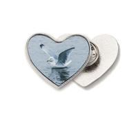 Broche de metal con diseño de corazón y océano, agua, pájaro, ciencia, naturaleza, corazón