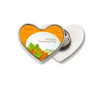 Broche de metal con diseño de corazón y texto en inglés "Happy Thanksgiving Day"