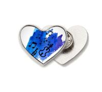 Broche de metal con diseño de corazón y texto "Music Blue BackgroundStreet"