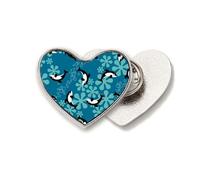 Broche de metal con diseño de delfines y ballenas, diseño de corazón y ondas azules