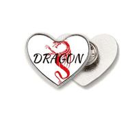 Broche de metal con diseño de dragón alado de mitología animal y corazón del este oeste
